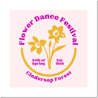 Stardew Fuschia and Orange Flower Dance Festival - Cute Unofficial SDV Merch Posters and Art